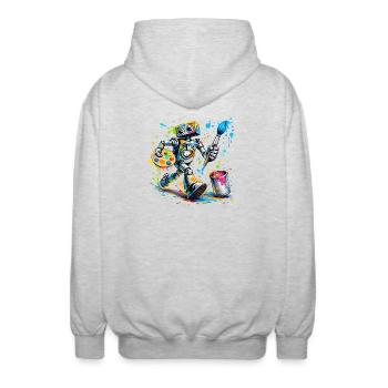 kreativer_Roboter - Unisex Kapuzenjacke - Hellgrau meliert - Hinten - AI Model Male 185 light (185cm)