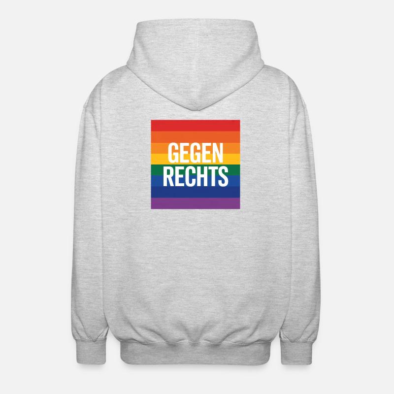 Gegen Rechts - Antifa Regenbogen Tee - Unisex Kapuzenjacke - Hellgrau meliert
