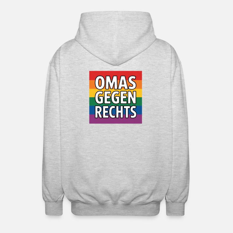 Omas gegen Rechts - Antifa Regenbogen Tee - Unisex Kapuzenjacke - Hellgrau meliert