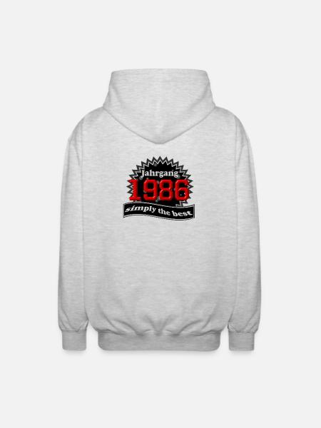 Born in 1986 , 40th Birthday - Unisex Hooded Jacket - light heather grey