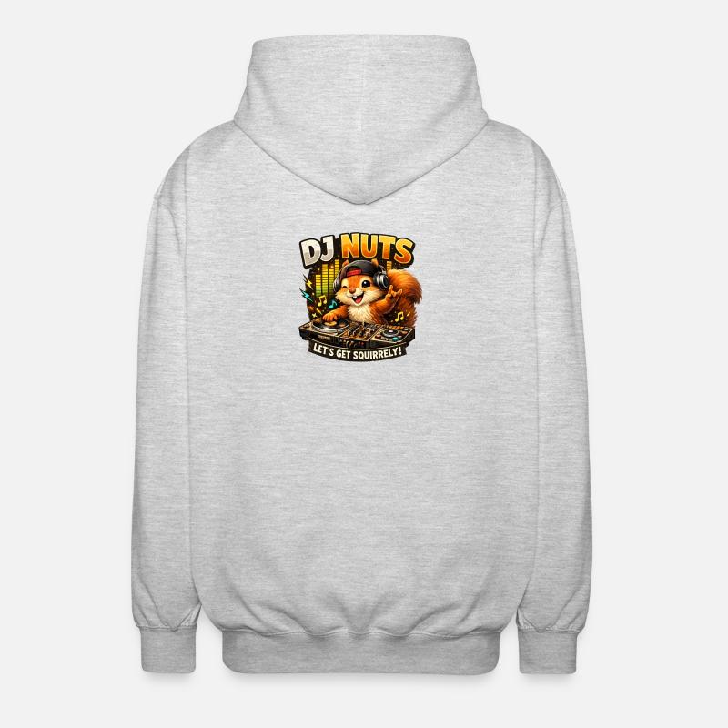 Squirrel DJ Nuts Cute Squirrel Funny - Unisex Hooded Jacket - light heather grey
