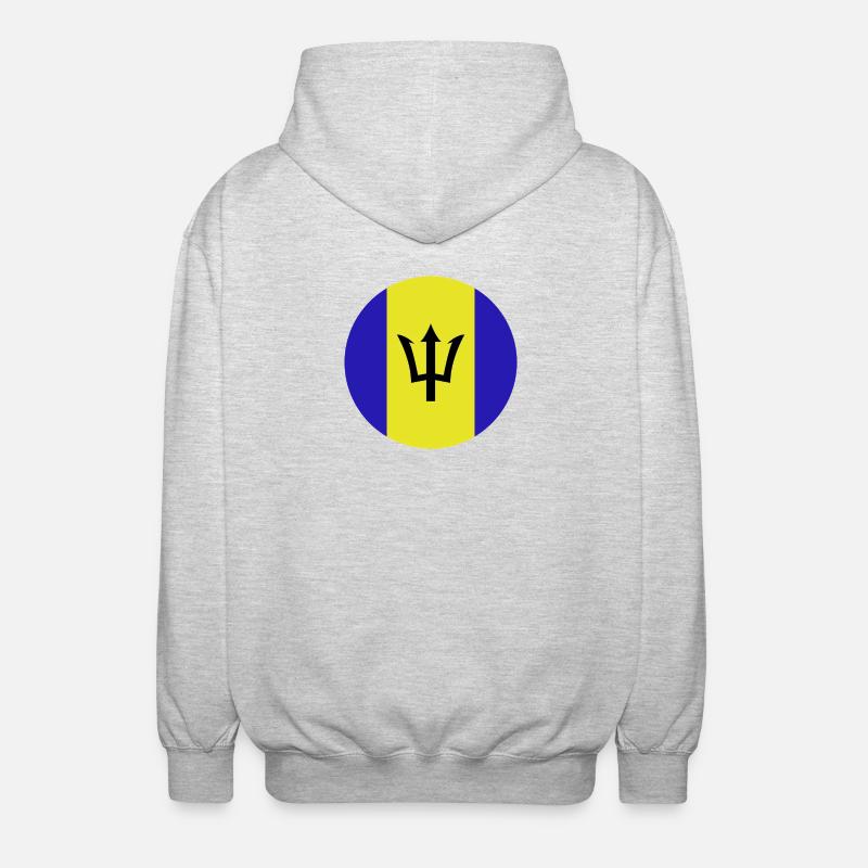 Drapeau rond de la Barbade - Veste à capuche unisexe - gris clair chiné