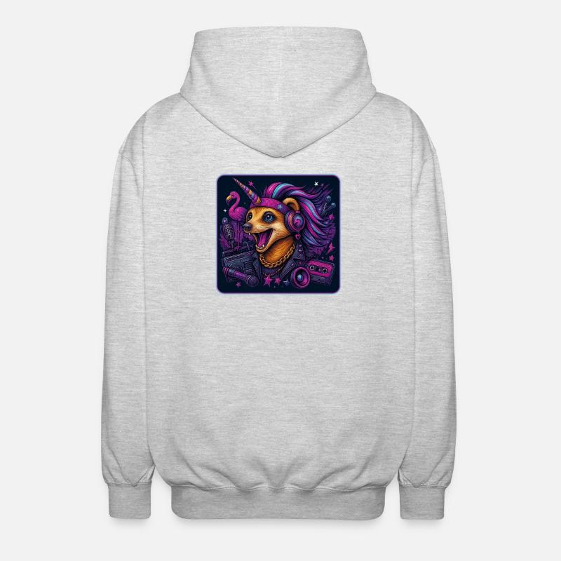 Erdmännchen Einhorn Party - Unisex Kapuzenjacke - Hellgrau meliert