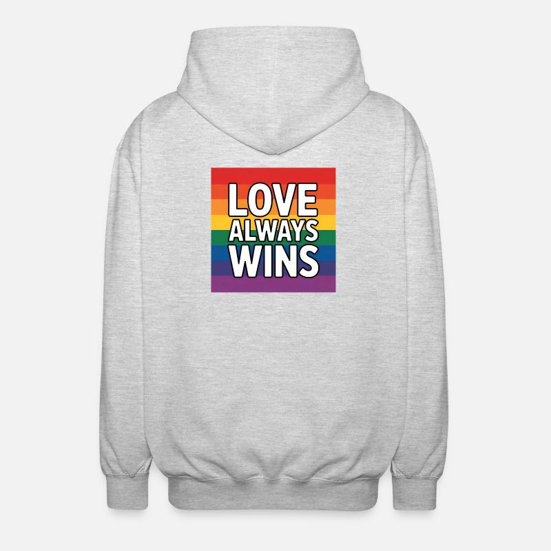 Liebe gewinnt immer – Pride Tee - Unisex Kapuzenjacke - Hellgrau meliert