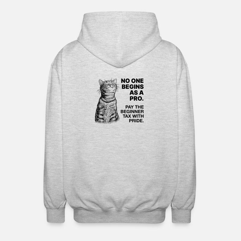 Anfänger Mindset – Lernende Katze Halftone - Unisex Kapuzenjacke - Hellgrau meliert