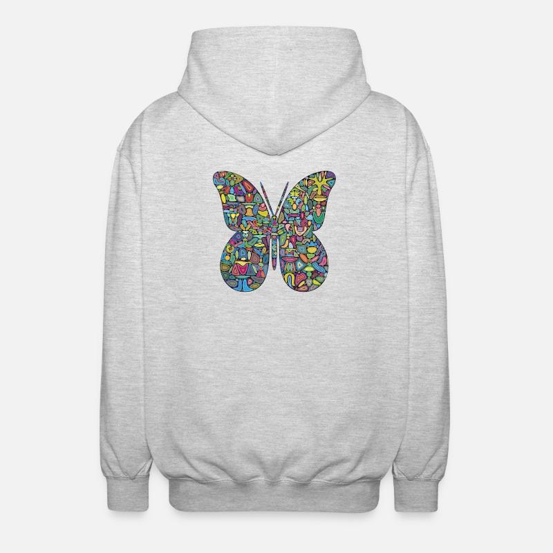Papillon Spectacle en Couleur - Veste à capuche unisexe - gris clair chiné