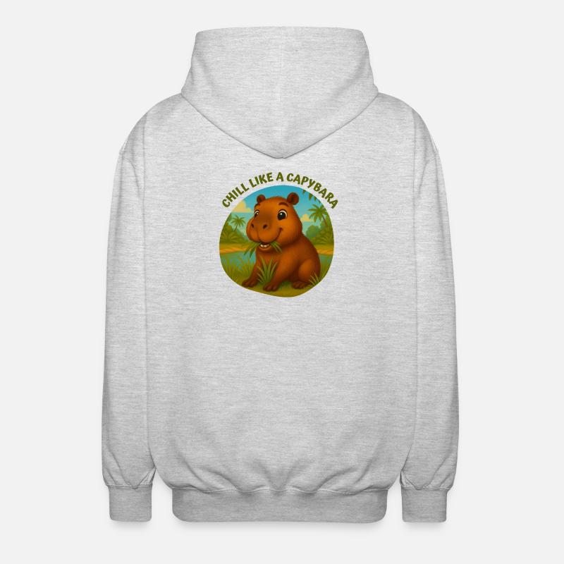 Entspann dich wie ein Kapybara - Unisex Kapuzenjacke - Hellgrau meliert