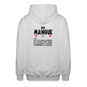 Fehlende Harmonie - Unisex Kapuzenjacke - Hellgrau meliert - Hinten - AI Model Male 185 light (185cm)
