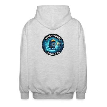 Hochspannung Igel: Stromschock-Design - Unisex Kapuzenjacke - Hellgrau meliert - Hinten - AI Model Male 185 light (185cm)