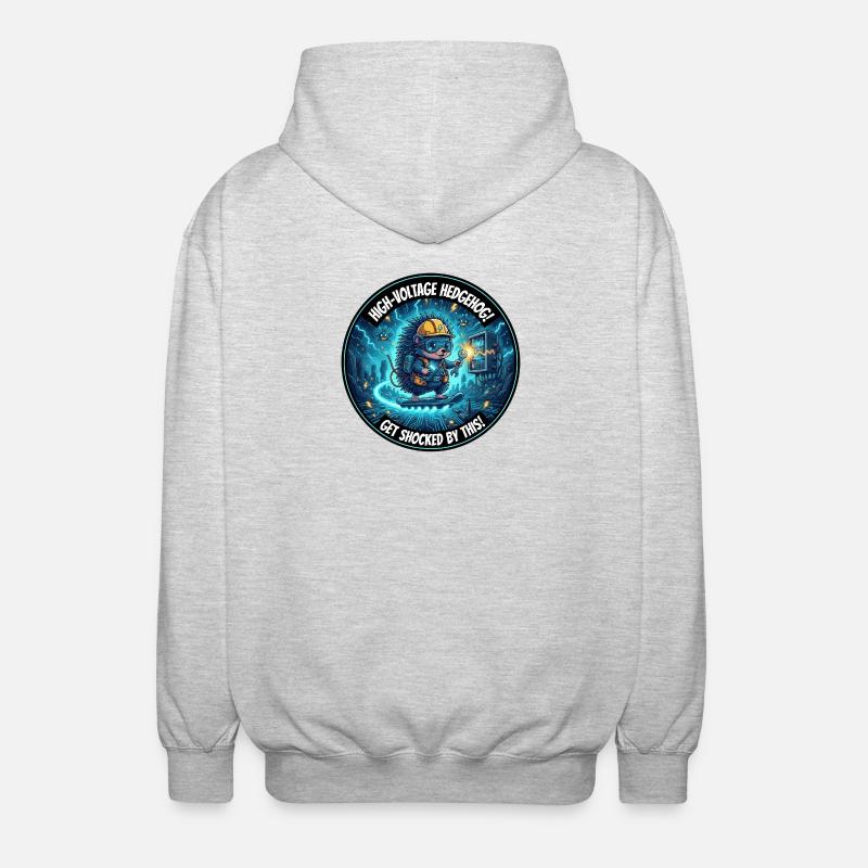 Hochspannung Igel: Stromschock-Design - Unisex Kapuzenjacke - Hellgrau meliert