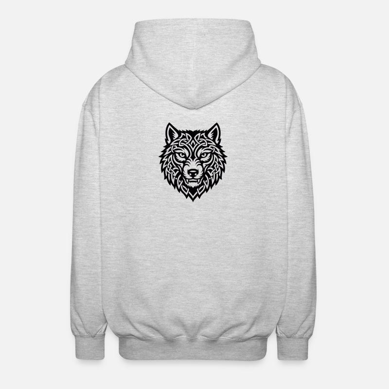 Wikingerwolf Ulfr Nordisches Kriegerdesign - Unisex Kapuzenjacke - Hellgrau meliert