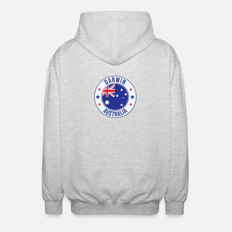 Darwin Australien Emblem-Abzeichen - Unisex Kapuzenjacke - Hellgrau meliert