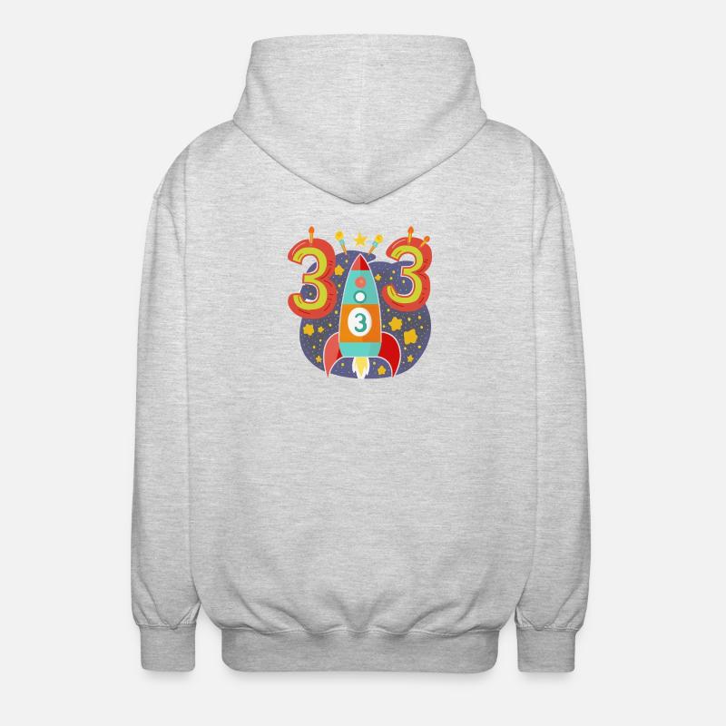 Birthday 3 Years Rocket Boy Three - Unisex Hooded Jacket - light heather grey