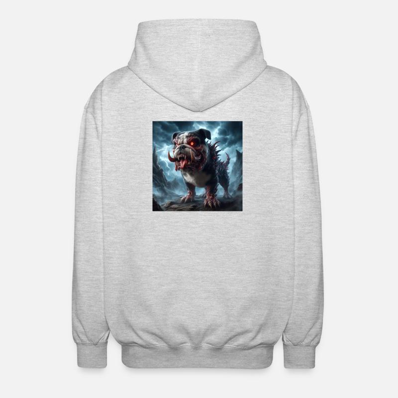 Infernalischer Dämonenhund - Unisex Kapuzenjacke - Hellgrau meliert