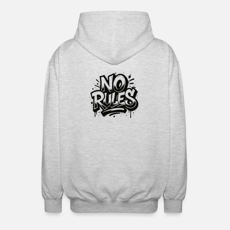 No Rules Graffiti Design - Unisex Hooded Jacket - light heather grey