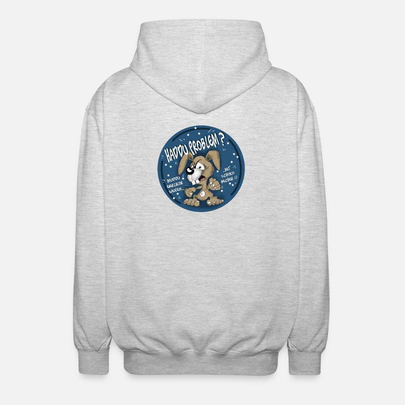 Hasen-Comic Haddu Problem? - Unisex Kapuzenjacke - Hellgrau meliert