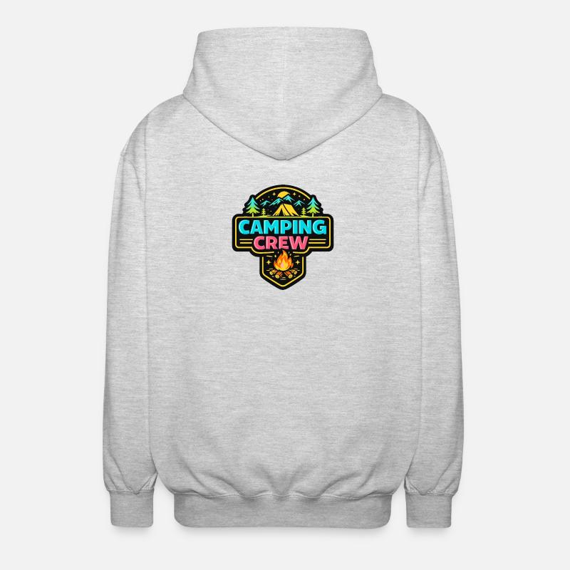 Badge néon de l’équipe de camping - Veste à capuche unisexe - gris clair chiné