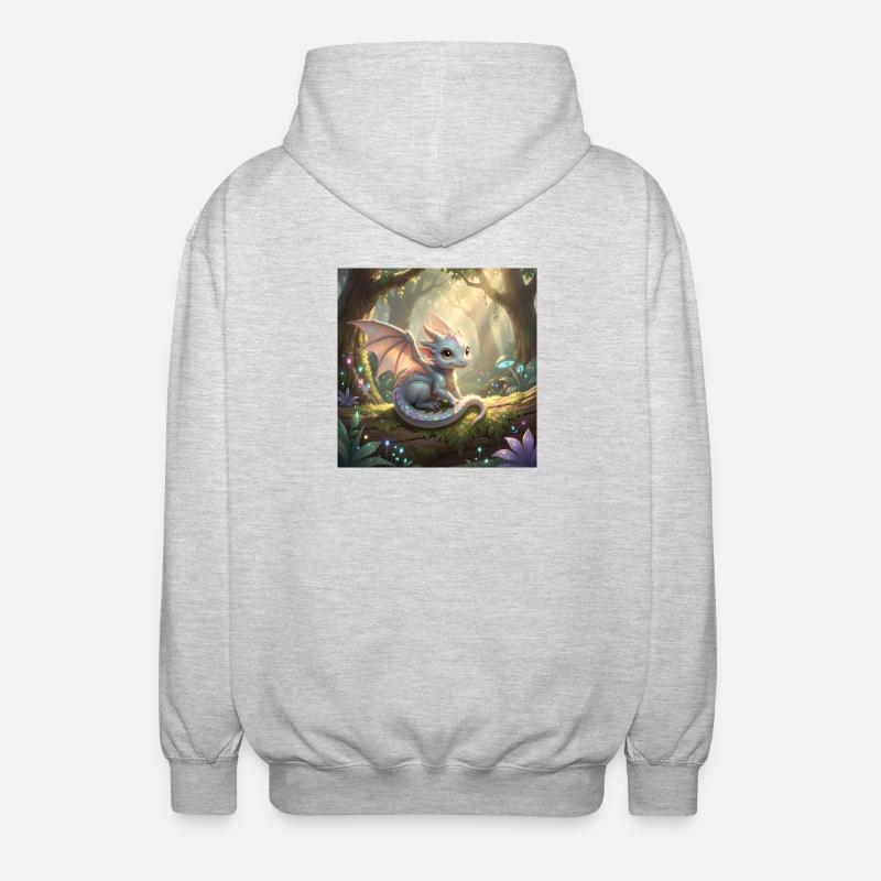 Petit Dragon mignon / Bébé Dragon - Veste à capuche unisexe - gris clair chiné