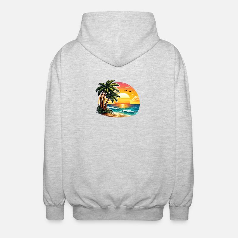 Coucher de soleil à Palm Beach - Veste à capuche unisexe - gris clair chiné