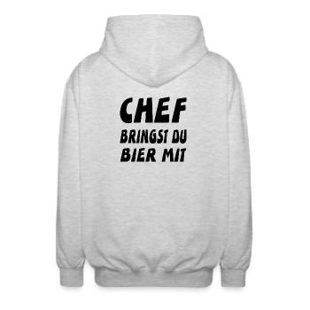 Chef - Unisex Kapuzenjacke - Hellgrau meliert - Hinten - AI Model Male 185 light (185cm)