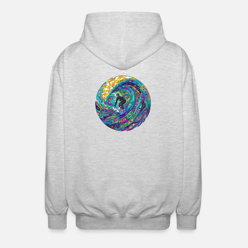 Psychedelic Surf Wave - Unisex Hooded Jacket - light heather grey