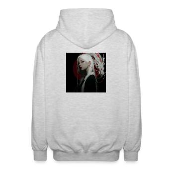 Monddrache Noir: Weiße Haare Drache - Unisex Kapuzenjacke - Hellgrau meliert - Hinten - AI Model Male 185 light (185cm)