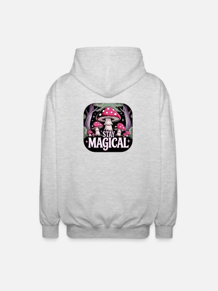 Bleib magisch im Pilzwald - Unisex Kapuzenjacke - Hellgrau meliert