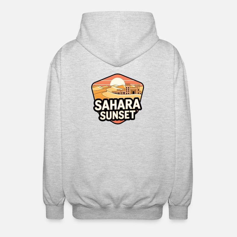 Sahara Sunset Castle - Unisex Hooded Jacket - light heather grey