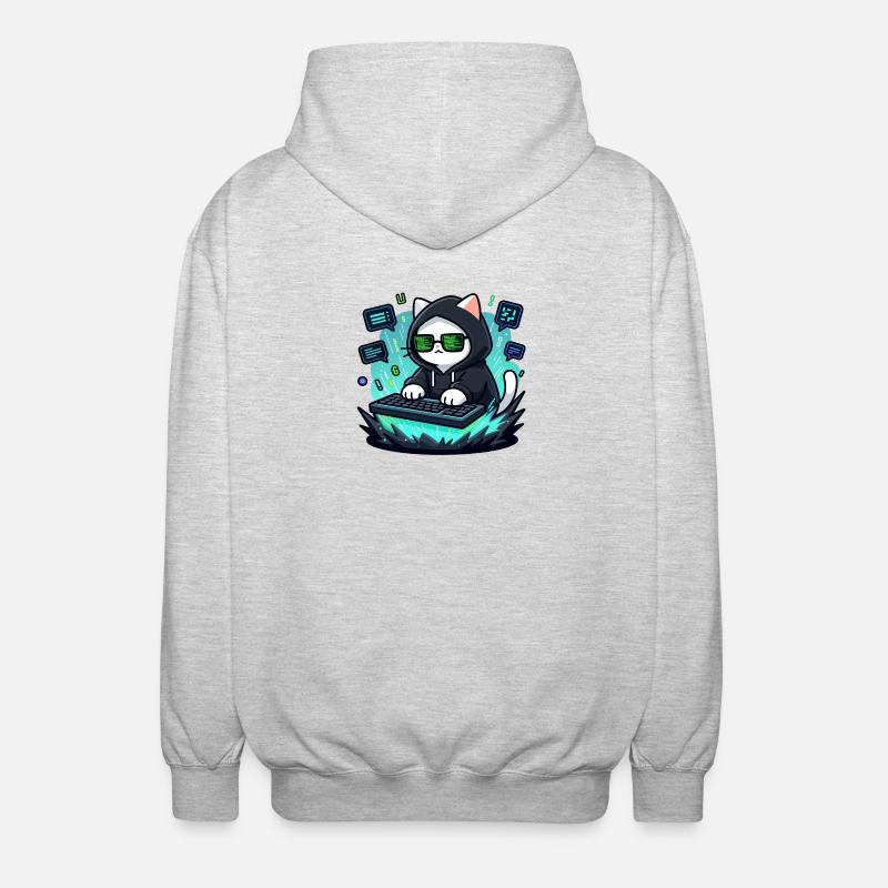 Chat Hacker - Veste à capuche unisexe - gris clair chiné