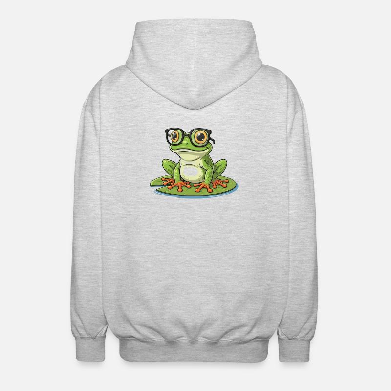 Smart Frog – lustiges Design mit Lunett - Unisex Kapuzenjacke - Hellgrau meliert