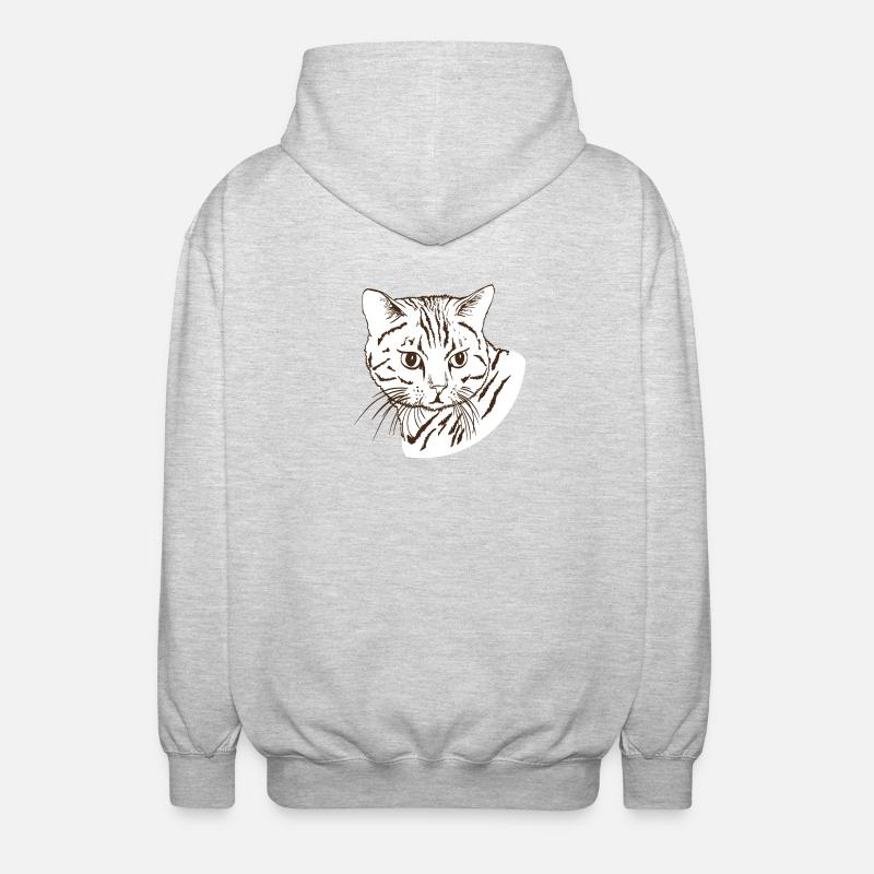 Katze - Unisex Kapuzenjacke - Hellgrau meliert