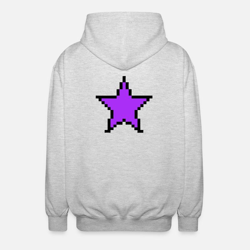 Pixel Stern 8-Bit Power Up - Unisex Kapuzenjacke - Hellgrau meliert