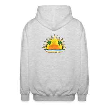 Sommerliche Vibes - Unisex Kapuzenjacke - Hellgrau meliert - Hinten - AI Model Male 185 light (185cm)