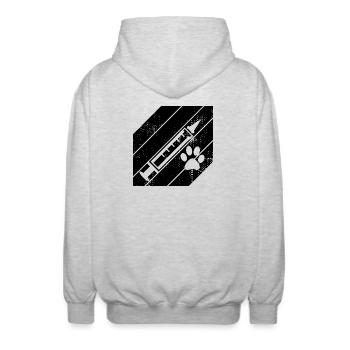 Spritze - Unisex Kapuzenjacke - Hellgrau meliert - Hinten - AI Model Male 185 light (185cm)