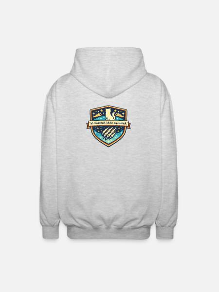 Majestätisches Katzenstern Abzeichen - Unisex Kapuzenjacke - Hellgrau meliert