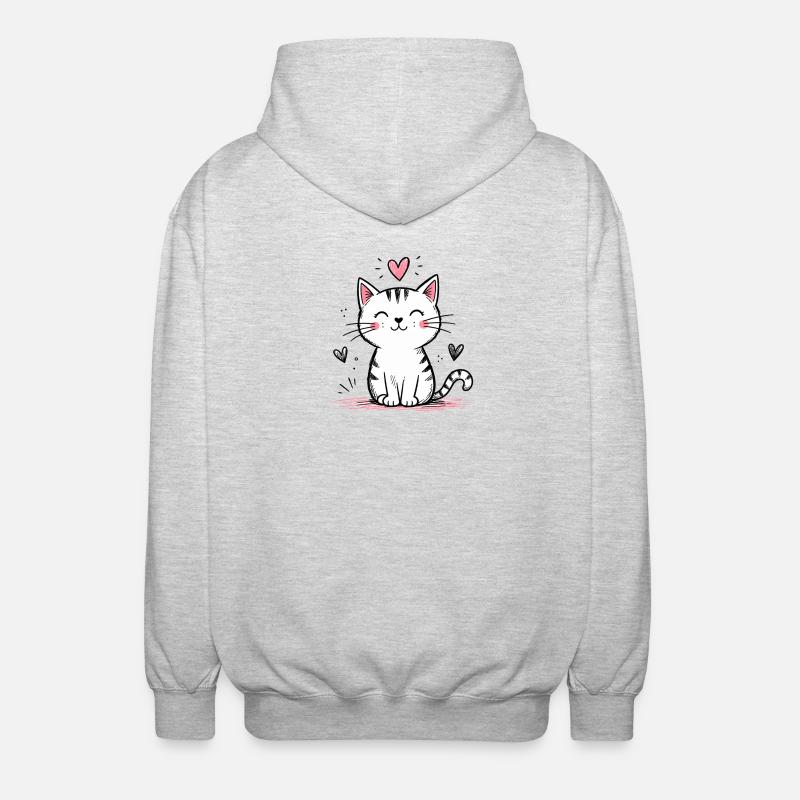 Chat Gribouillis Mignon - Veste à capuche unisexe - gris clair chiné