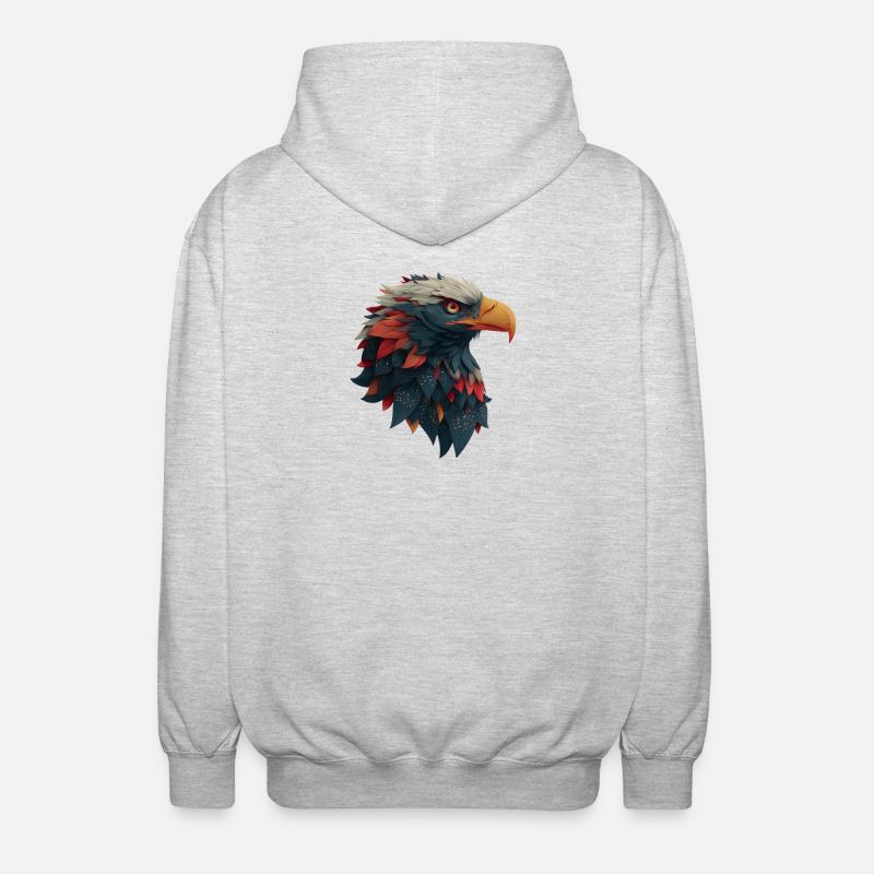 Powerful Eagle Head, Strong, Determined Gift - Unisex Hooded Jacket - light heather grey