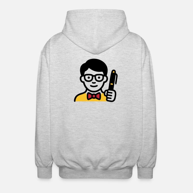 Lehrer Professor Brille Comic - Unisex Kapuzenjacke - Hellgrau meliert