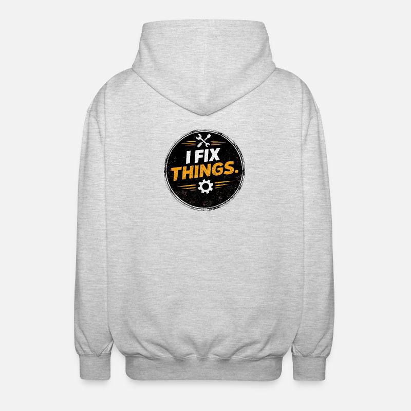 I Fix Things Mechanic Logo - Unisex Hooded Jacket - light heather grey