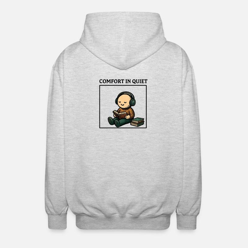 Ruhe beim Lesen mit Kopfhörern - Unisex Kapuzenjacke - Hellgrau meliert