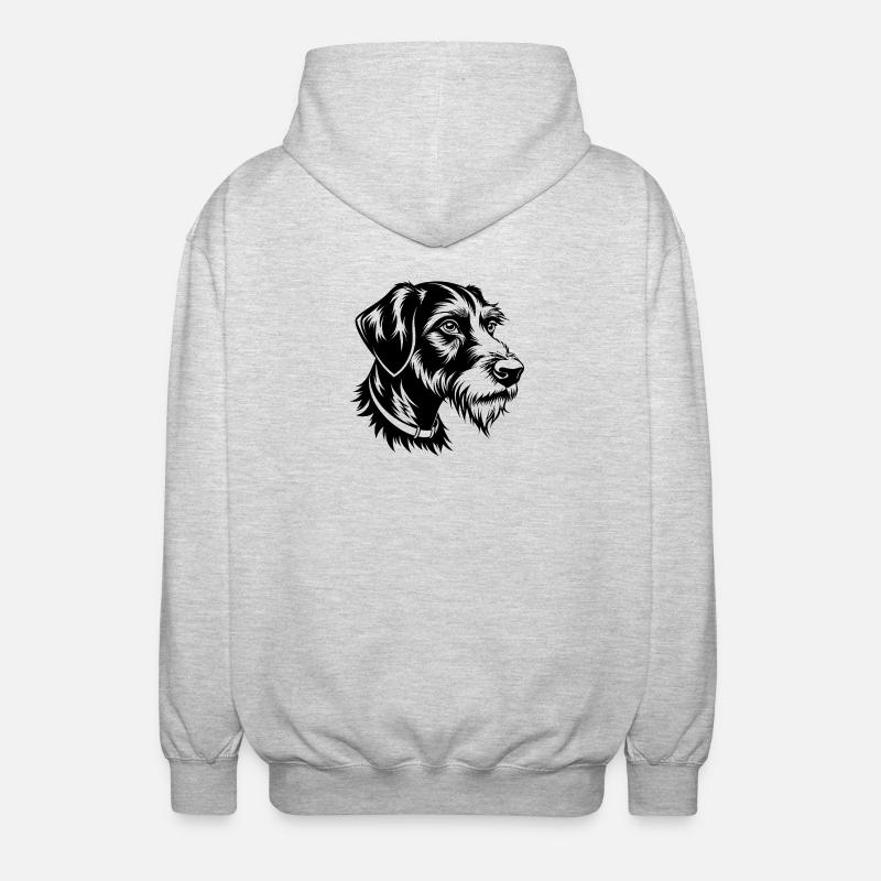 German Wirehaired Pointer - Unisex Hooded Jacket - light heather grey