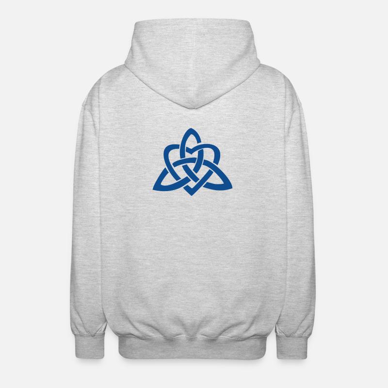 Blue Celtic Knot Heart - Unisex Hooded Jacket - light heather grey