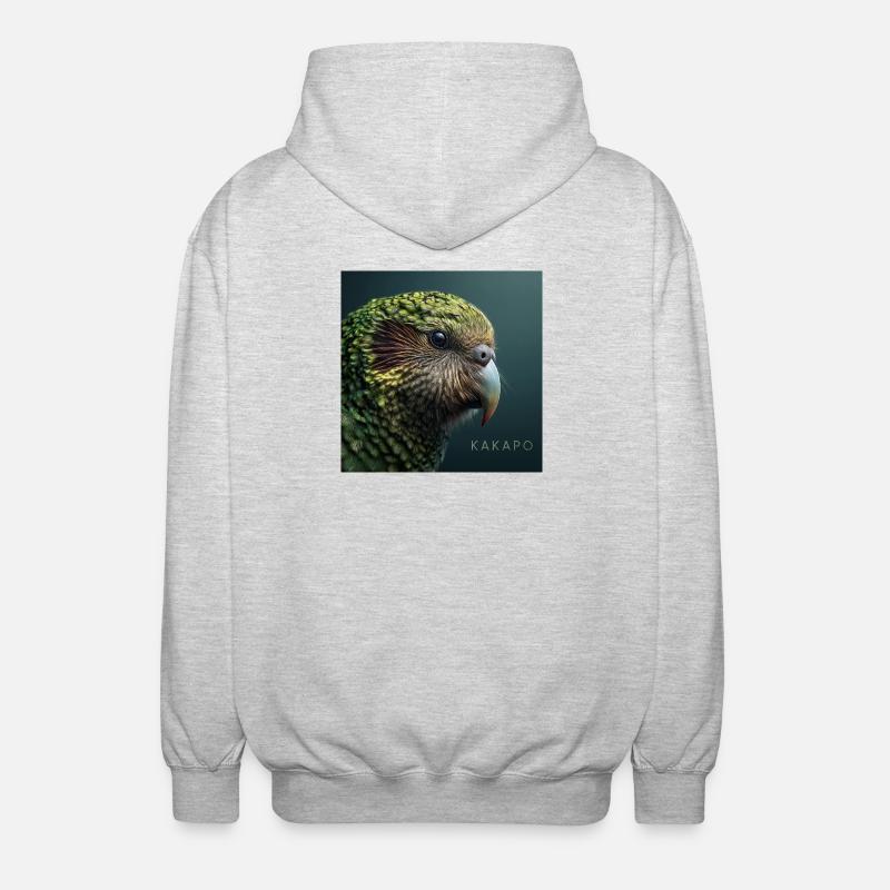 Kakapo – Perroquet vert rare - Veste à capuche unisexe - gris clair chiné