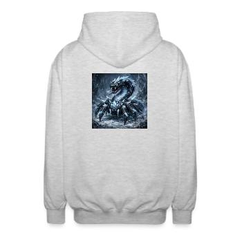 Dragon de Cristal dans une tempête de glace - Veste à capuche unisexe - gris clair chiné - Dos - AI Model Male 185 light (185cm)