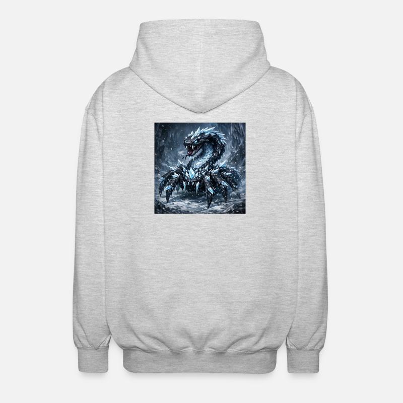 Kristalldrache im Eissturm - Unisex Kapuzenjacke - Hellgrau meliert