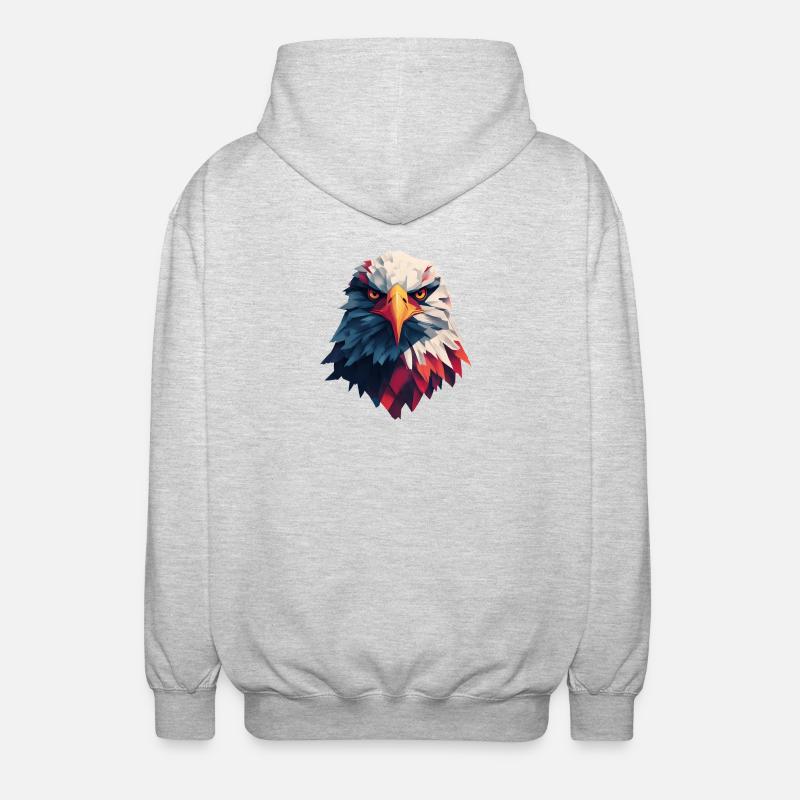 Majestic eagle piercing gaze - Unisex Hooded Jacket - light heather grey