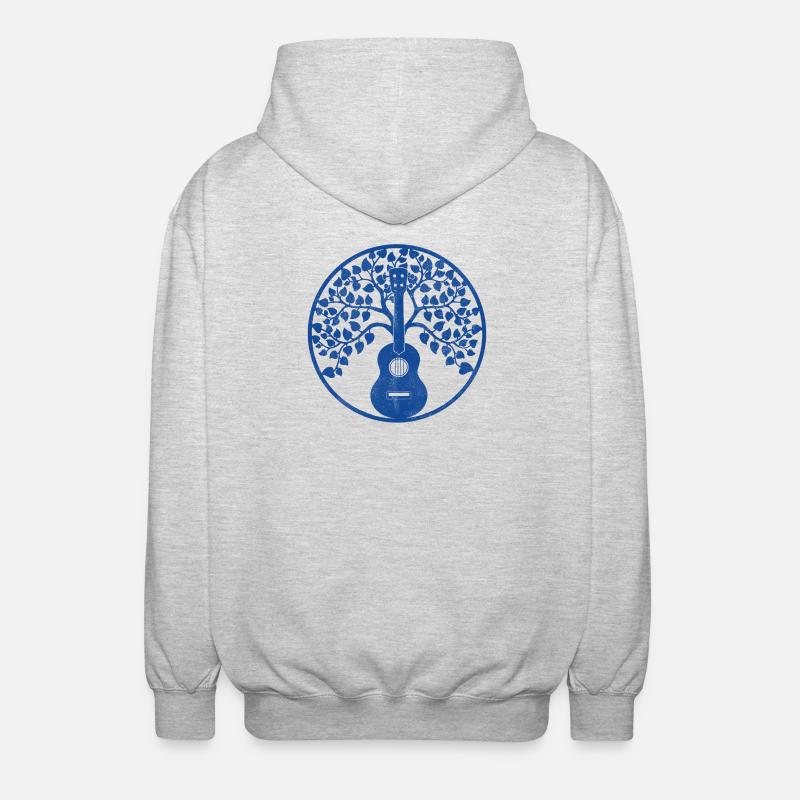 Mandala d’arbre à ukulélé bleu - Veste à capuche unisexe - gris clair chiné
