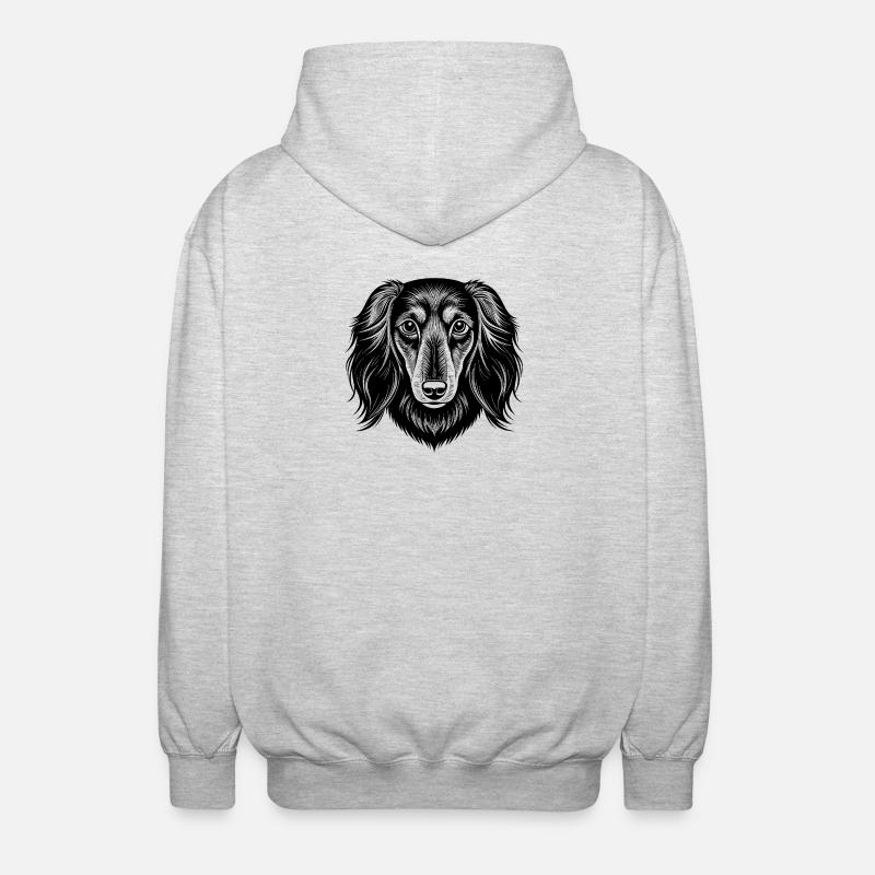 Dachshund long haired - Unisex Hooded Jacket - light heather grey