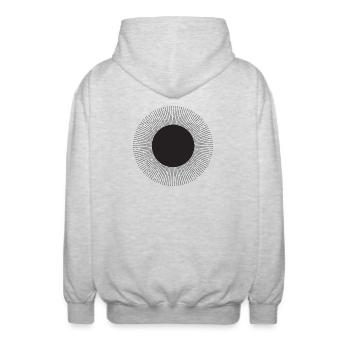 Radialer Punkt-Sonnenstrahl - Unisex Kapuzenjacke - Hellgrau meliert - Hinten - AI Model Male 185 light (185cm)