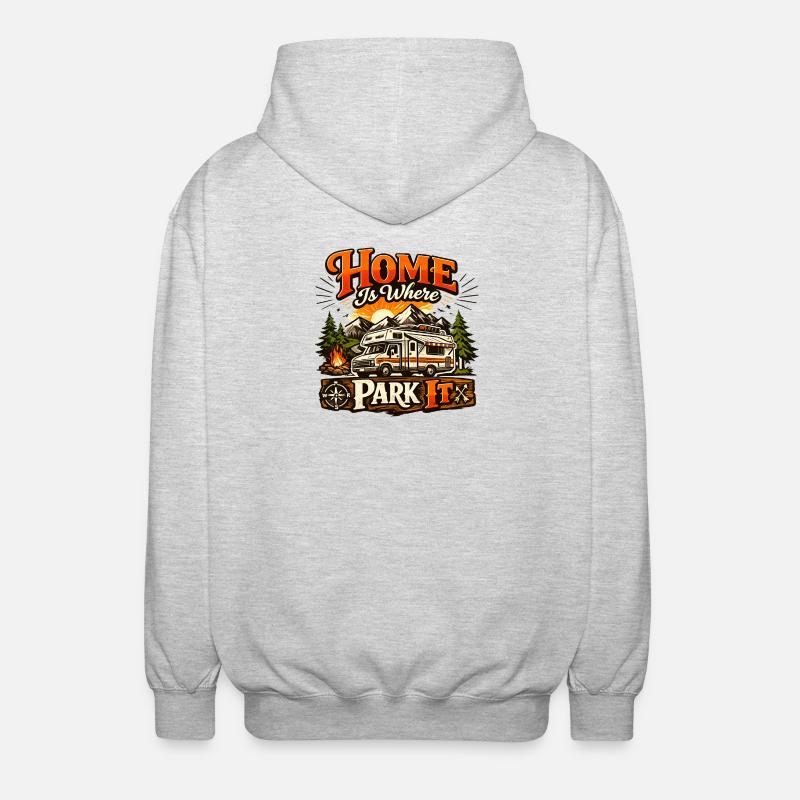 Home Is Where Park It - Unisex Hooded Jacket - light heather grey